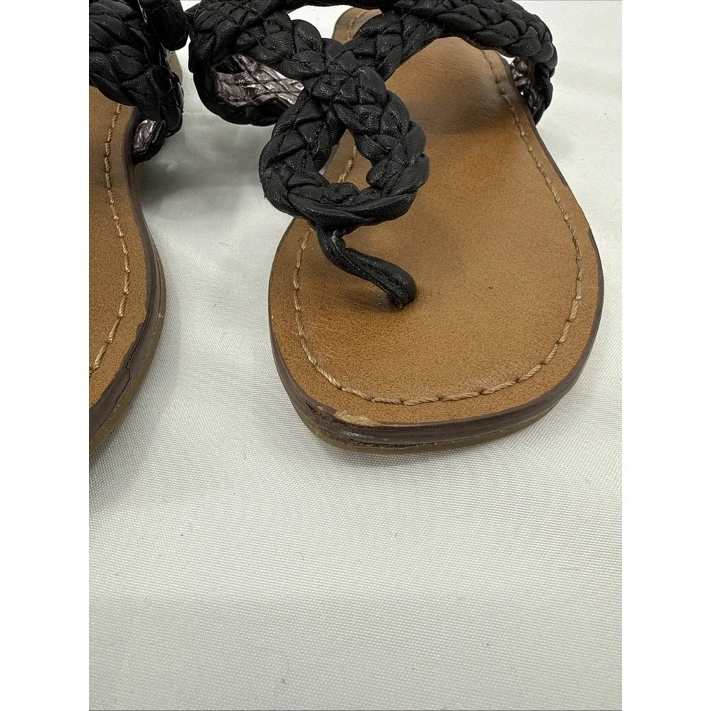 Wonder Nation Girls Braided Black Sandals Size 7 Gently‎ Worn